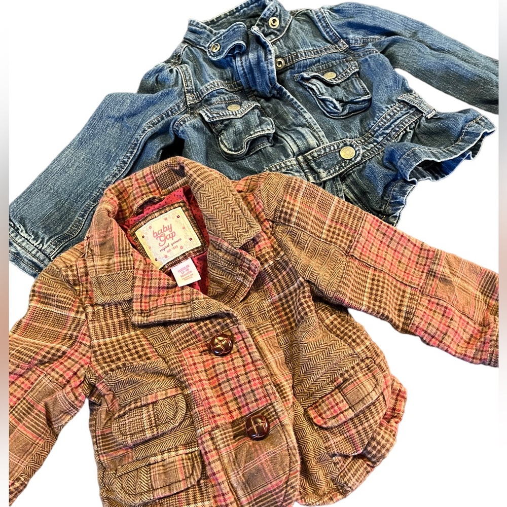 Girls Baby Gap Plaid & Denim Coat Bundle | 12-18M